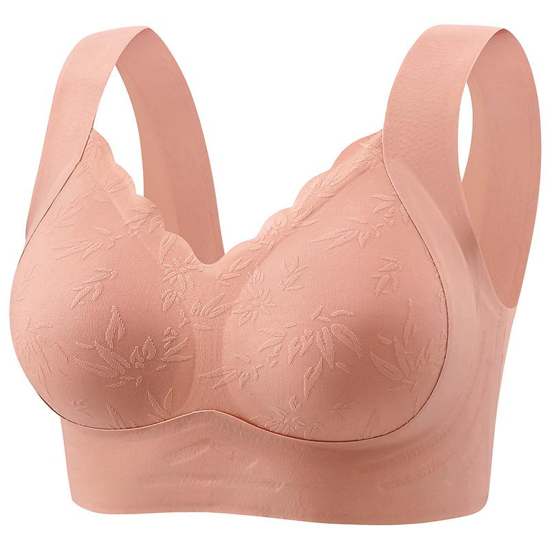 Plus Size Seamless Bra for Mature Women Fixed Cup Thin High Stretch Wireless Tank Top Bra Mom Comfortable Supportive Full Coverage Underwear