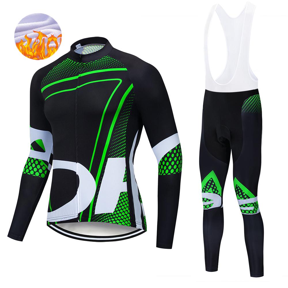 Winter Men's   Thermal Fleece Long Sleeves Men Cycling Bib Set Bicycle Clothing MBT Breathable Bike Clothes 2026 Winter Warm Cycling Clothing Set