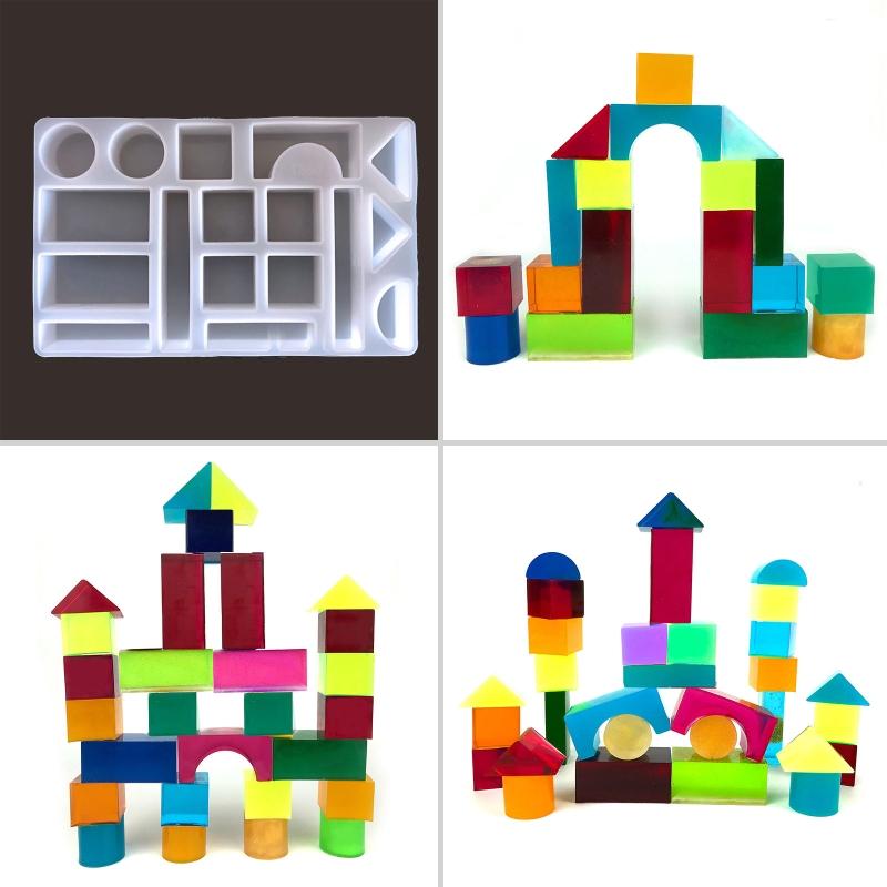 3D Geometrische Form Mousse Kuchen Silikonform Backen Baustein Handgemachte Seife Lebensmittelqualität für Kuchen Dekoration