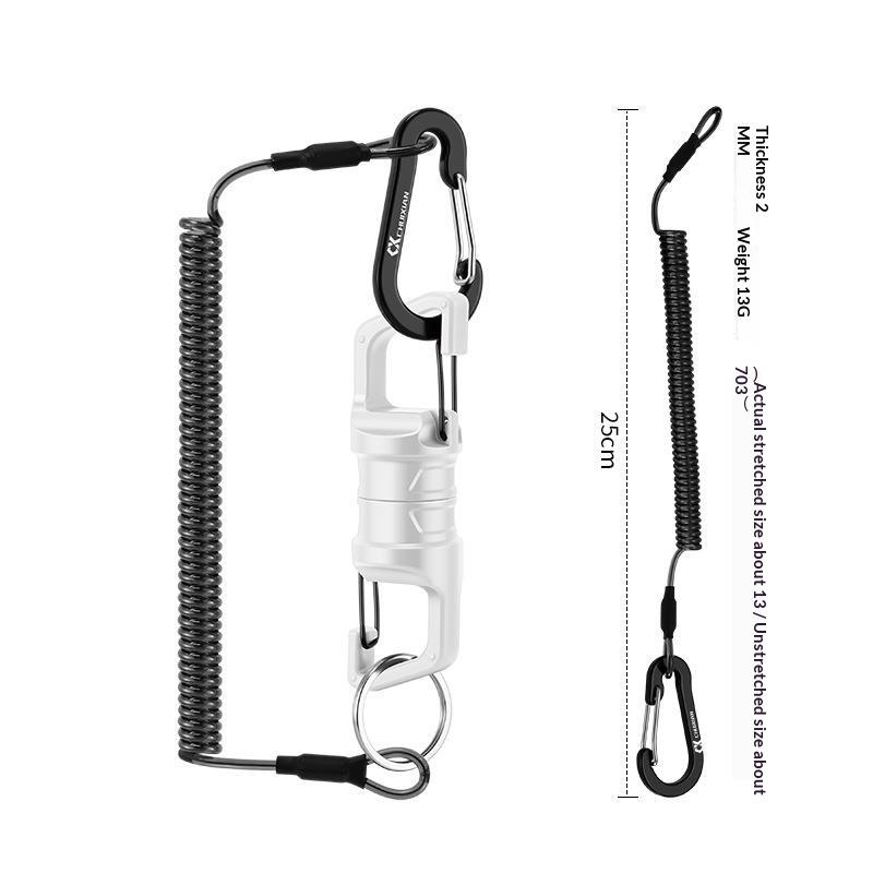 Magnetic Anti-Drop Net Release Holder Elastic Coiled Lanyard Rust Resistant Fishing Accessory for Lake Pond Fishing