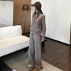 Autumn & Winter Korean-Style Thick Cardigan & Wide-Leg Pants Knit Two-Piece Set