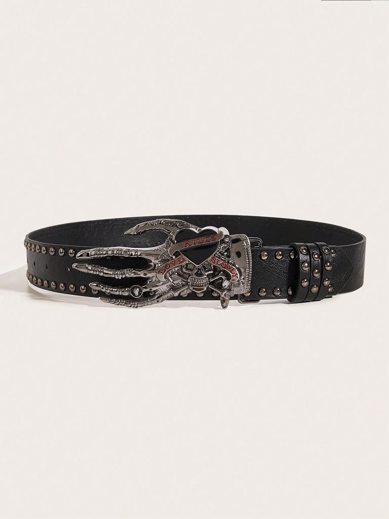 American Punk Hot Girl Y2K Skull Love Palm Belt, Niche Versatile Fashion Belt
