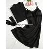 Elegant Women's Ice Silk Nightgown Set with Chest Pads - Spring/Summer 2025 Gift Box Edition