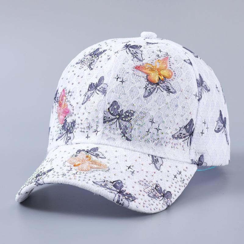 Lace Butterfly Dragonfly Rhinestone Baseball Cap - Spring/Summer Breathable Sun Protection, Curved Brim