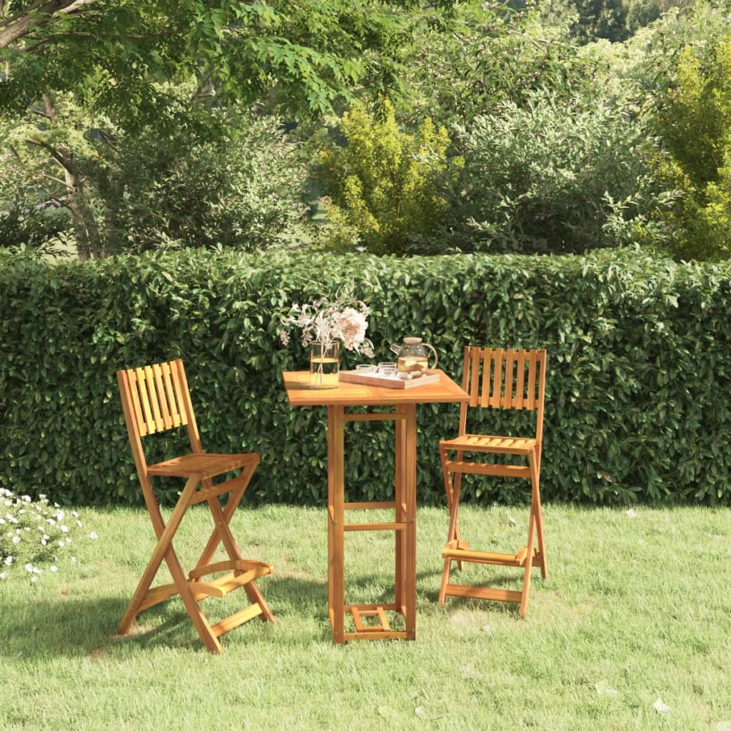 Garden Bar Stools 2 pcs. Foldable Solid Acacia Wood