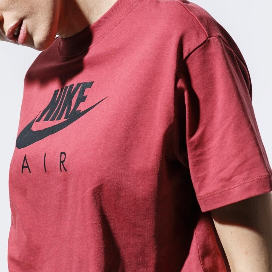 Nike Solid Color Round Neck Logo Print T-Shirt Women Tops Red BV4777-661