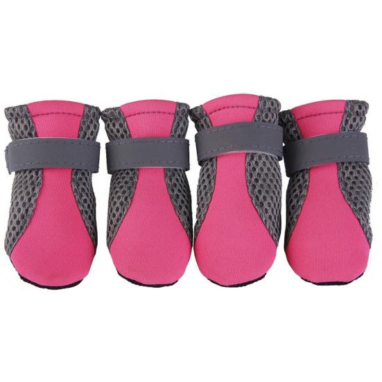 4 Stück Haustier-Hundeschuhe, rutschfeste, weiche Sohle, atmungsaktives Mesh, verstellbare Riemen, Stiefel