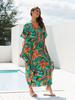 Beach Kaftans Flower Printed Summer Holiday Maxi Dresses Button Decoration Holiday Bathing Suits Hot Sales