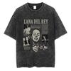 S Maglietta Lavata di Lana Del Rey Harajuku Uomo Donna Retro Manica Corta T-shirt alla Moda Cotone Oversize Streetwear