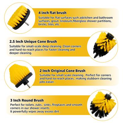 5PCS Electric Drill Brush Kit Multipurpose Power Cleaning Attachment Set Scrub Brush/Microfiber Cloth with Connecting Nylon Tile