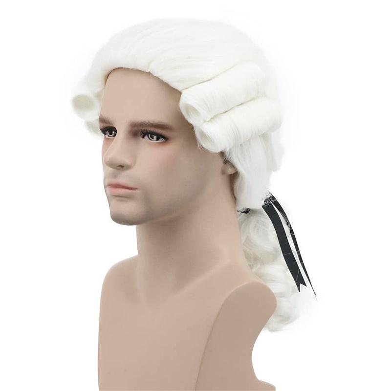 Synthetic Hair Colonial Cosplay Wig for Lawyer Blonde Wigs Long Curly Wavy Wigs for Unisex Adult Washington Costume