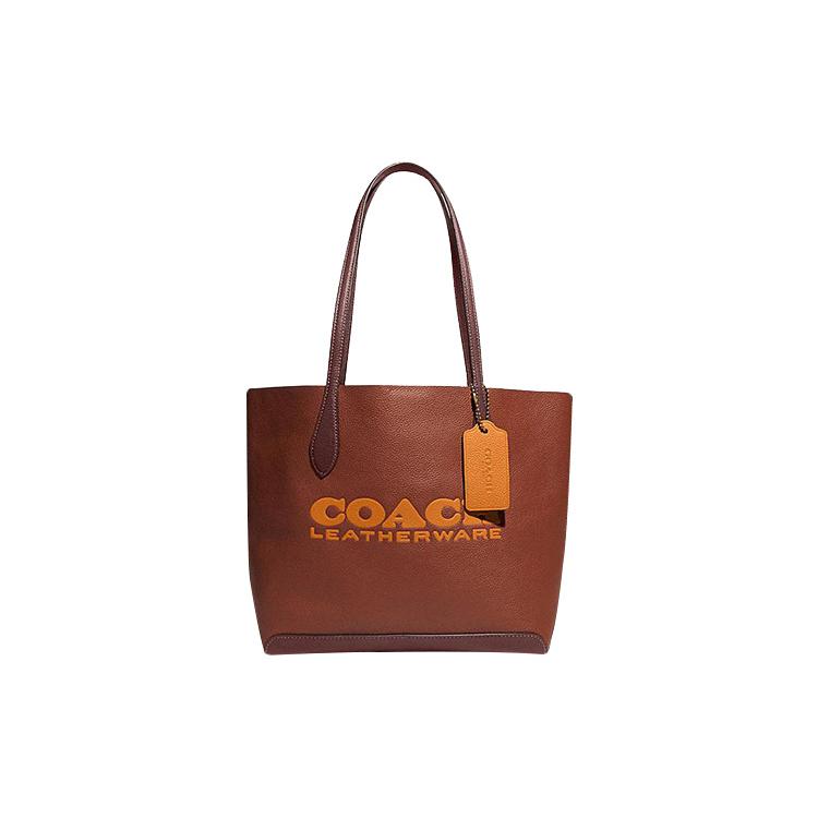 

New COACH Kia Cow Leather Tote Bag, Shopping Bag, Handbag, Shoulder Bag Women s Mixed Saddles Brown CA097-B4MBV 30.5*14.0*29.0CM