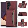 Triple Folded Matte Leather Wallet Case for Samsung S25 Ultra S24 FE S23 S22 Plus S21 A55 A14 Cards Slots Kickstand Flip Cover
