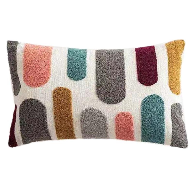 Nordic Lumbar Waist Throw Pillow Cover with Pom Pom Simple Color Decorative Rectangle Cushion Case wholesales