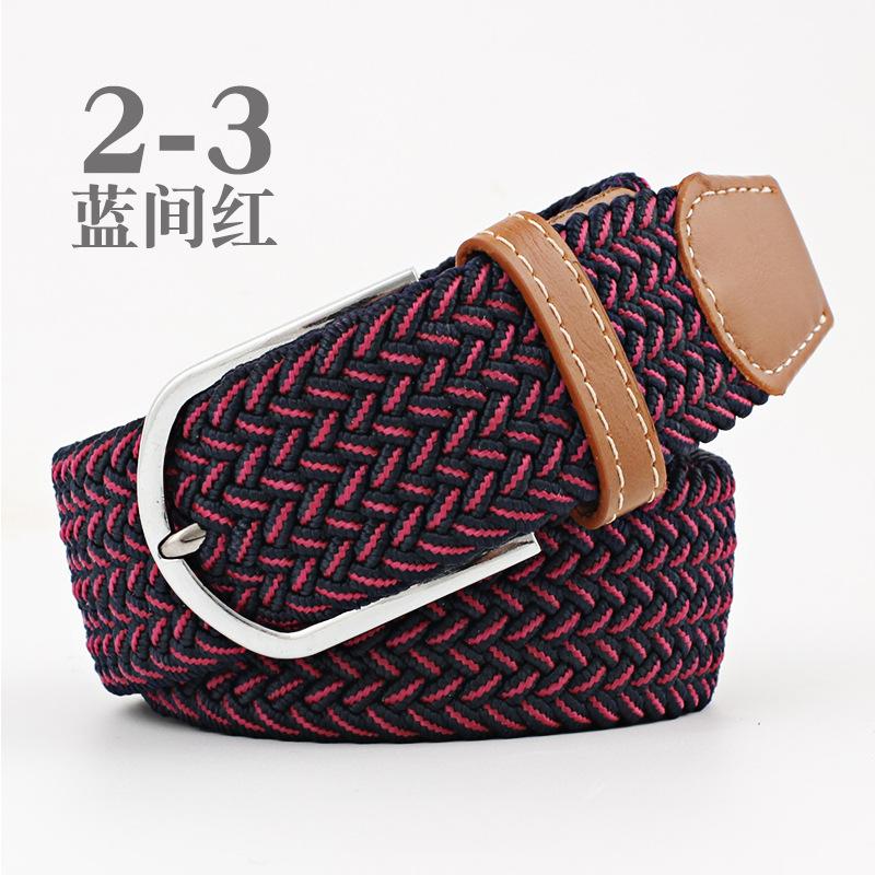 Women Casual Knitted Pin Buckle Without Holes Men Belt Woven Canvas Elastic Expandable Braided Stretch Belts for Female Jeans