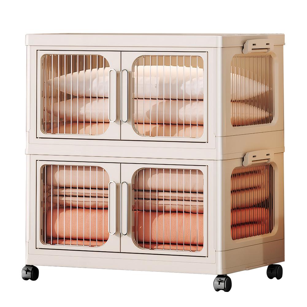 2-Layer Multifunction Storage Cabinet Large Capacity Foldable Closet Flexible Sundries Cabinet for Books Clothes Small Gadgets