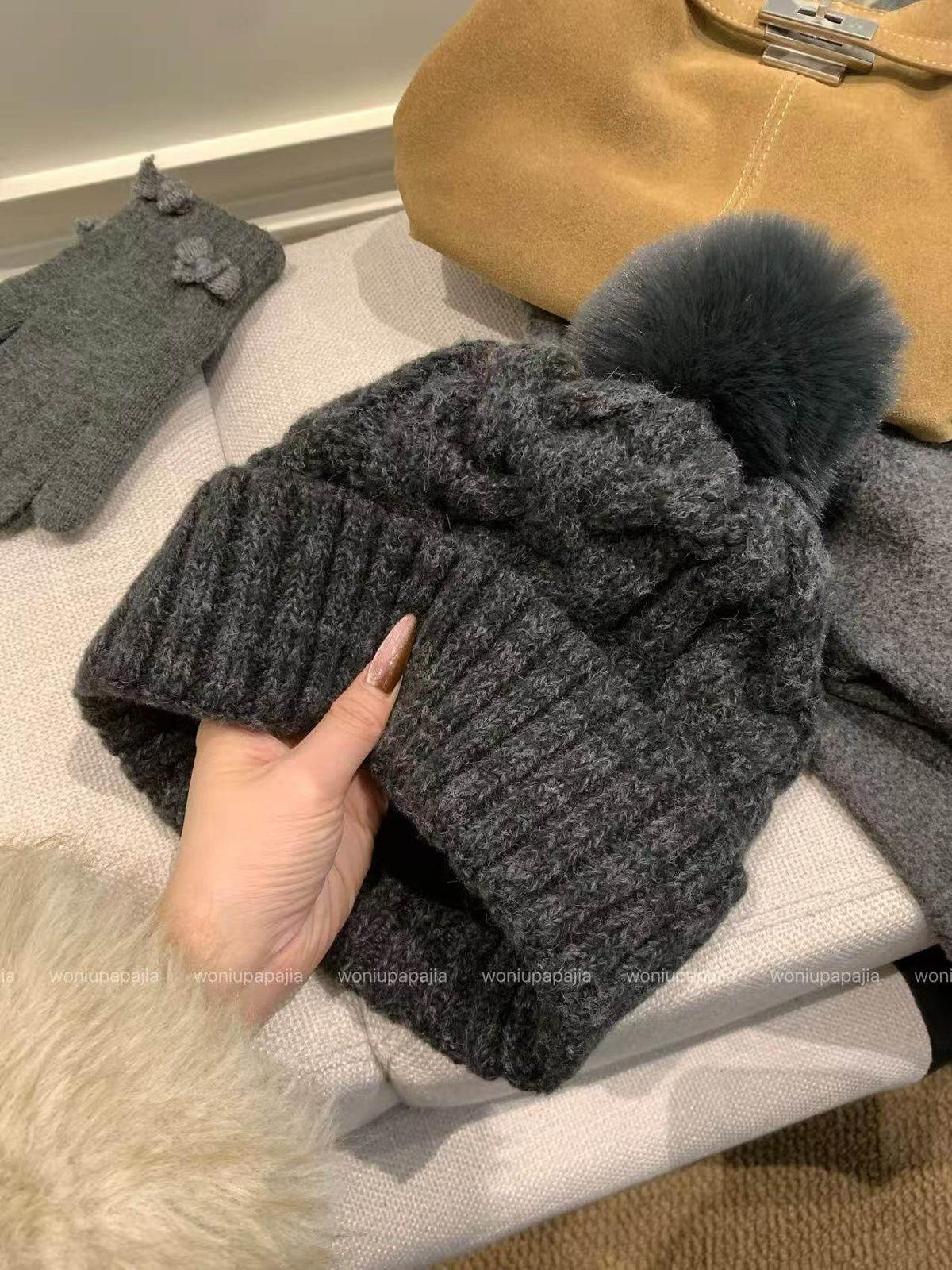Twist rough knitted hat women s winter warm thickened pullover wool hat women s winter ear protection bag head cold hat women