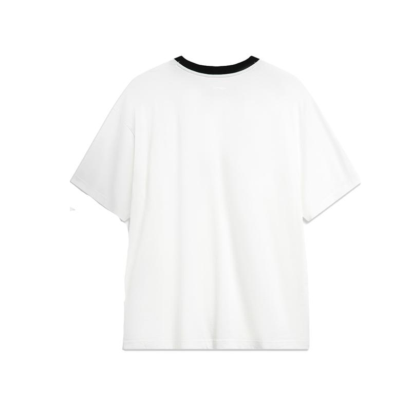 Li Ning Letter Print Loose Comfortable Short Sleeve T-Shirt Unisex Tops White AHSU657-1(TEAM702-3.4.14)