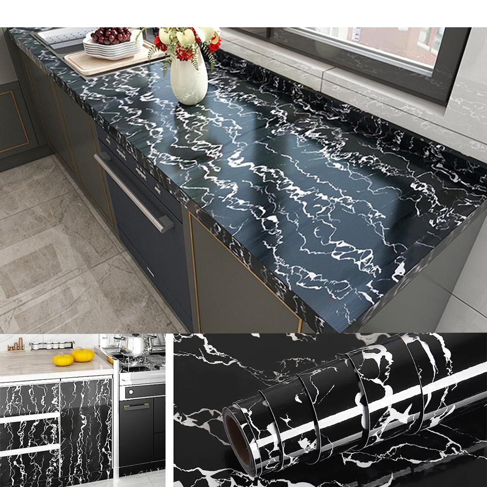 PVC Thickened Waterproof And Oil-proof Marble Wallpaper Self-adhesive Sticker Bathroom Cabinet Cooktop Desktop Decorative Film