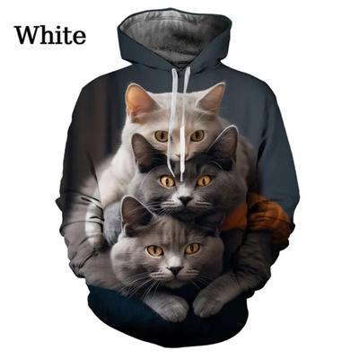Cute Cat Animel 3D Printed Pattern Hoodies Casual Fun Street Fashion Women's Pullover Sweatshirt Girls Tops Hooded