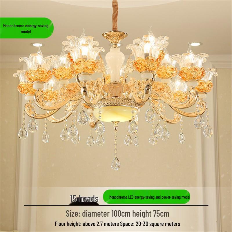 European Zinc Alloy Crystal Chandelier for Living Room, Bedroom, or Restaurant