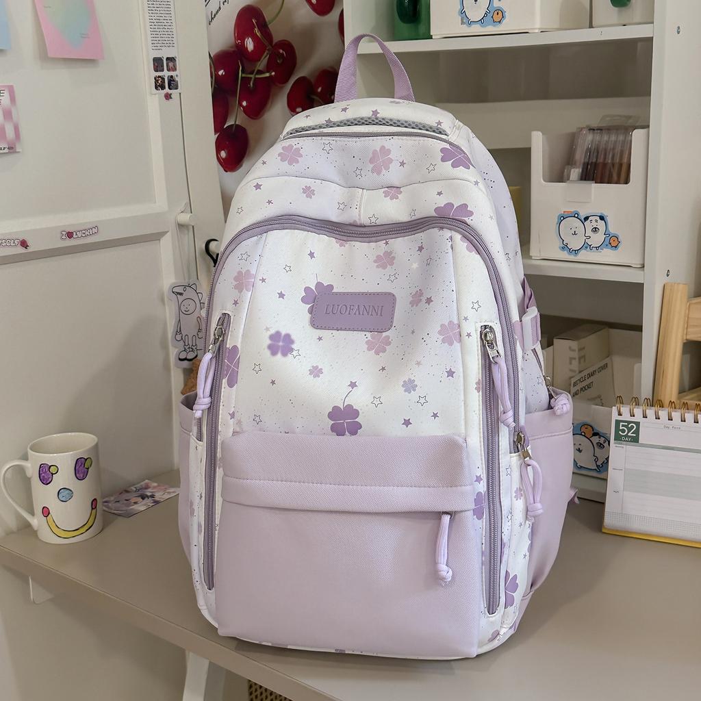 Schoolbag New High-value Ins Wind Smudging Large-capacity Backpack Mori Girl Printed Backpack Junior High School Student Backpack