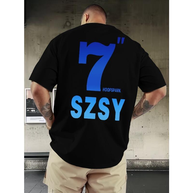 European Size Men S Graphic T-Shirt - Black, Blue 7.0inch Back Print - Lightweight Summer Fitness, Casual & Formal Occasions Round Neck Tee S белый