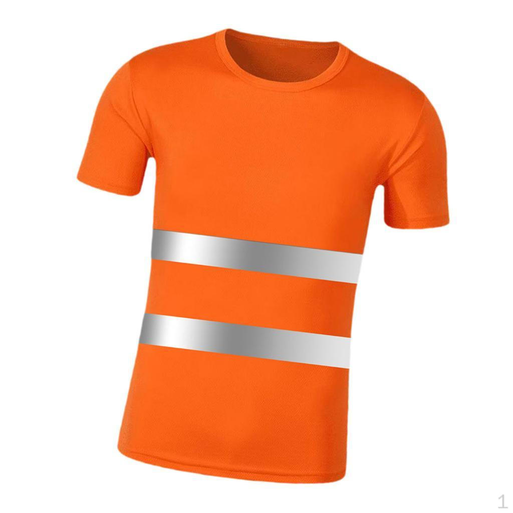 

Светоотражающая футболка высокой видимости с дышащим круглым воротником для езды на велосипеде и бега трусцой XXL