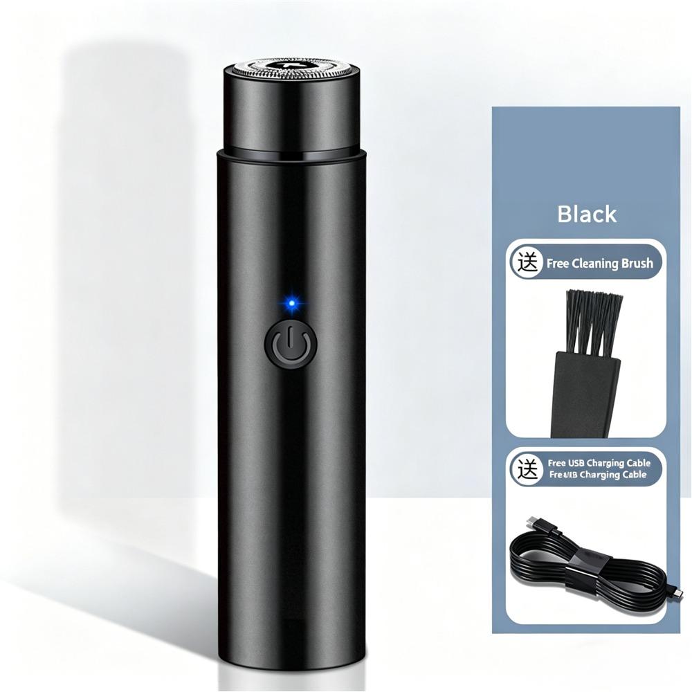 Men's Electric Shaver Double Head IPX7 Waterproof Mini Travel Rotary Razor Portable Hair Beard Trimmer Remover Tool Type-C Rechargeable