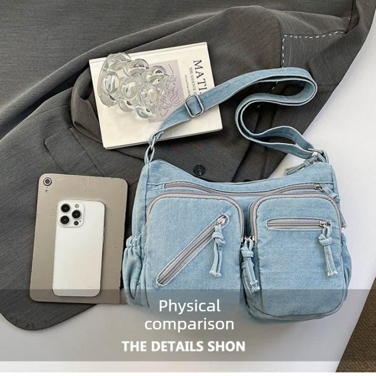 Retro denim tote bag women's casual shoulder bag