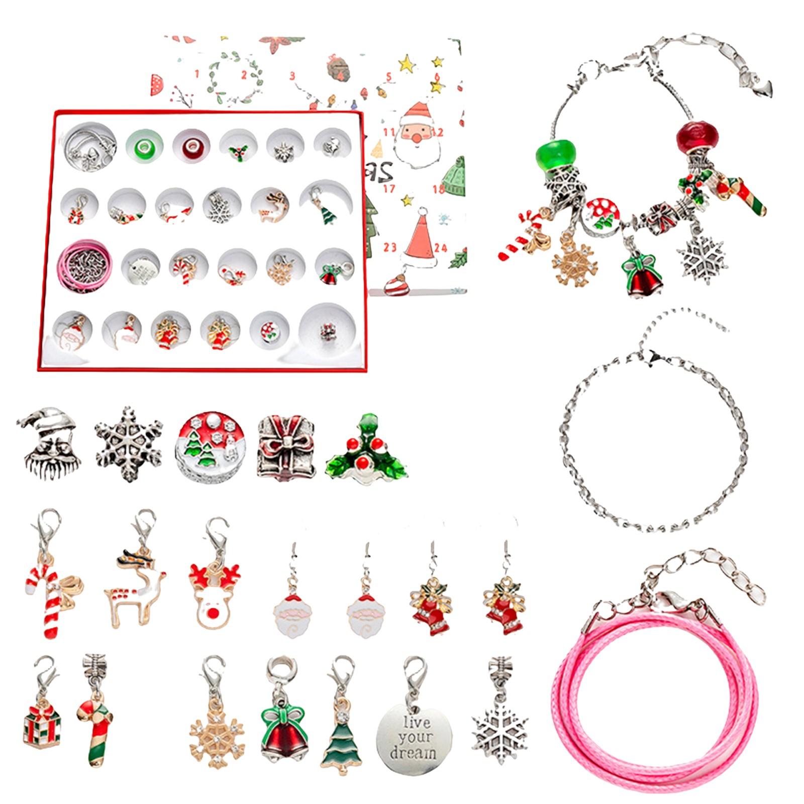 

Серия календарей прибытия с 24 ячейками, браслетные аксессуары, рождественский сюрприз, слепая коробка One Size