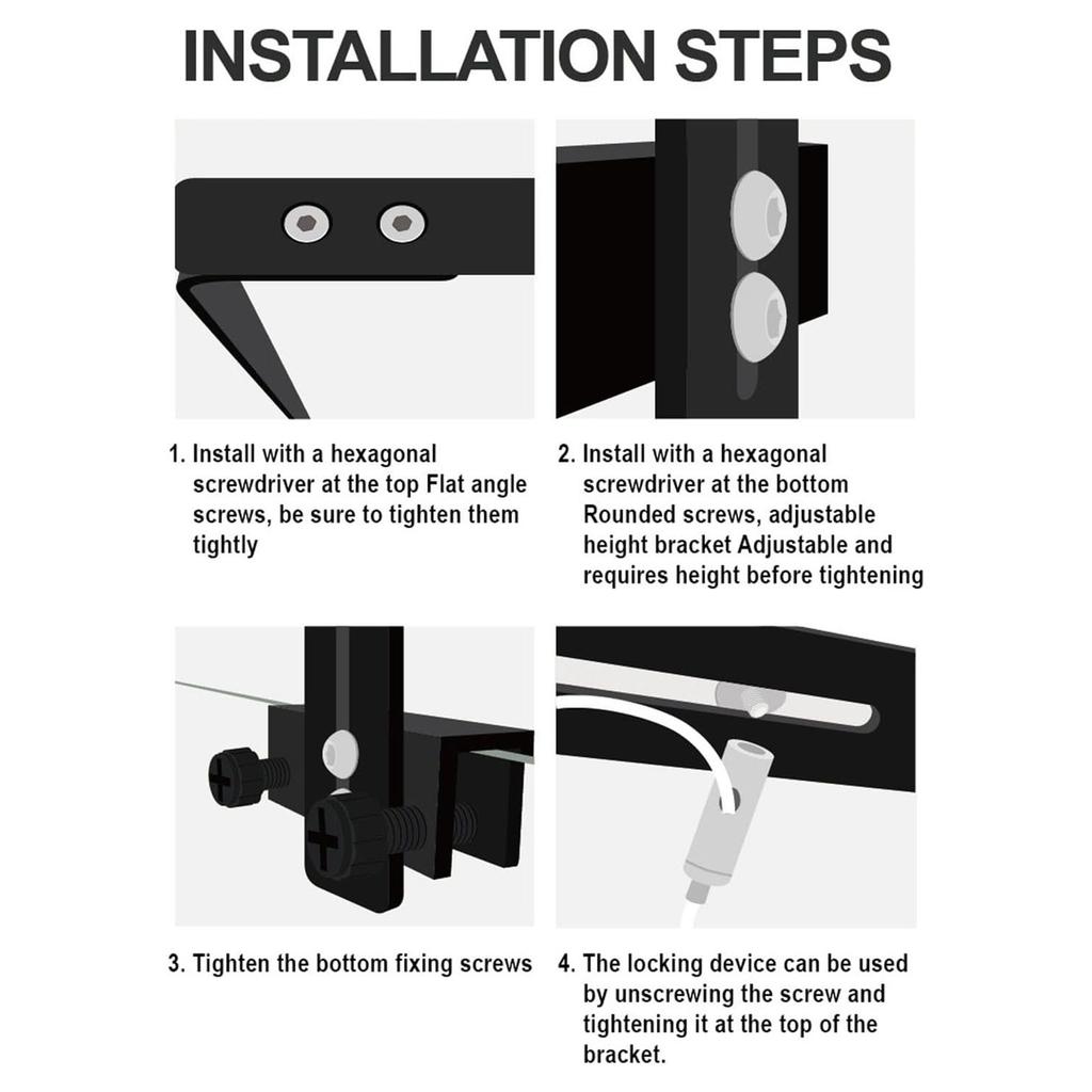 2x Adjustable Aquarium Light Mounting Bracket Stable Hanging Fixture Light Clamp For FishTank Lighting Support