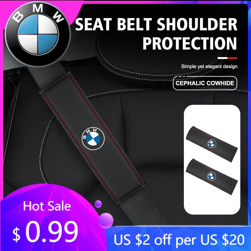 LNRGN1 2026 Car Sticker Leather Car Seat Safety Belt Shoulder Protection Padding For BMW E90 E60 E46 E39 F30 F10 E87 X3 X4 X5 X1 G30 G2