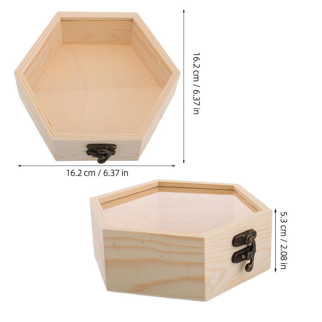 Wooden Box With Hinged Lid Unfinished Wood Keepsake Storage Box With Glass Lid Wooden Jewelry Box For Wedding Home Decorations