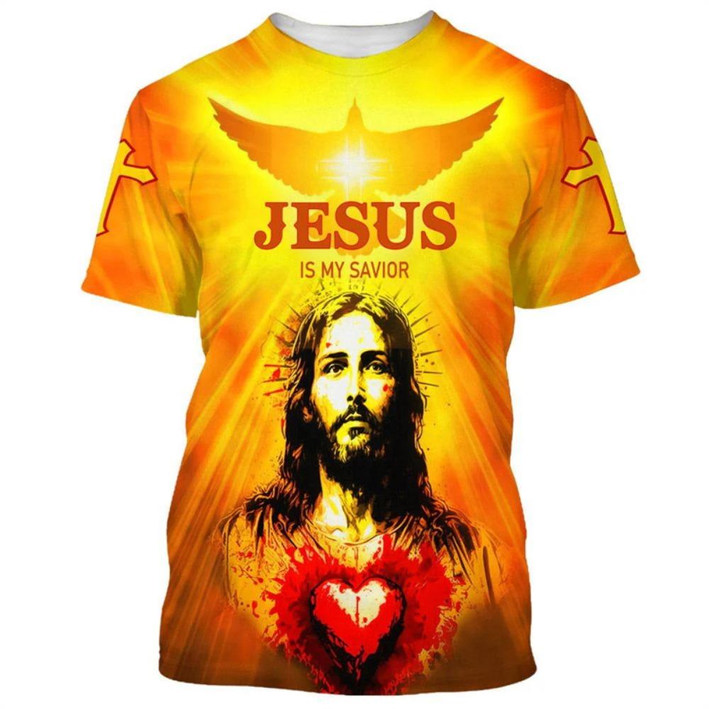 Jesus Cross T Shirts Men Women Religion Graphic 3D Printed Casual Vintage Short Sleeve Tee Shirt Summer Fashion Oversized Tops