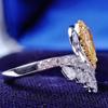 Luxury Water Drop Pear Shape Ascher Yellow Diamond Ring, Pt950 Platinum Plated Wedding Ring
