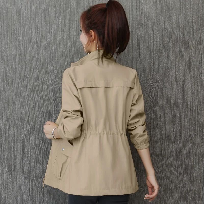Women Double Layer Windbreaker Autumn Casual Slim Coat Fashion  Stand-Up Collar Ladies Jacket Plus Size