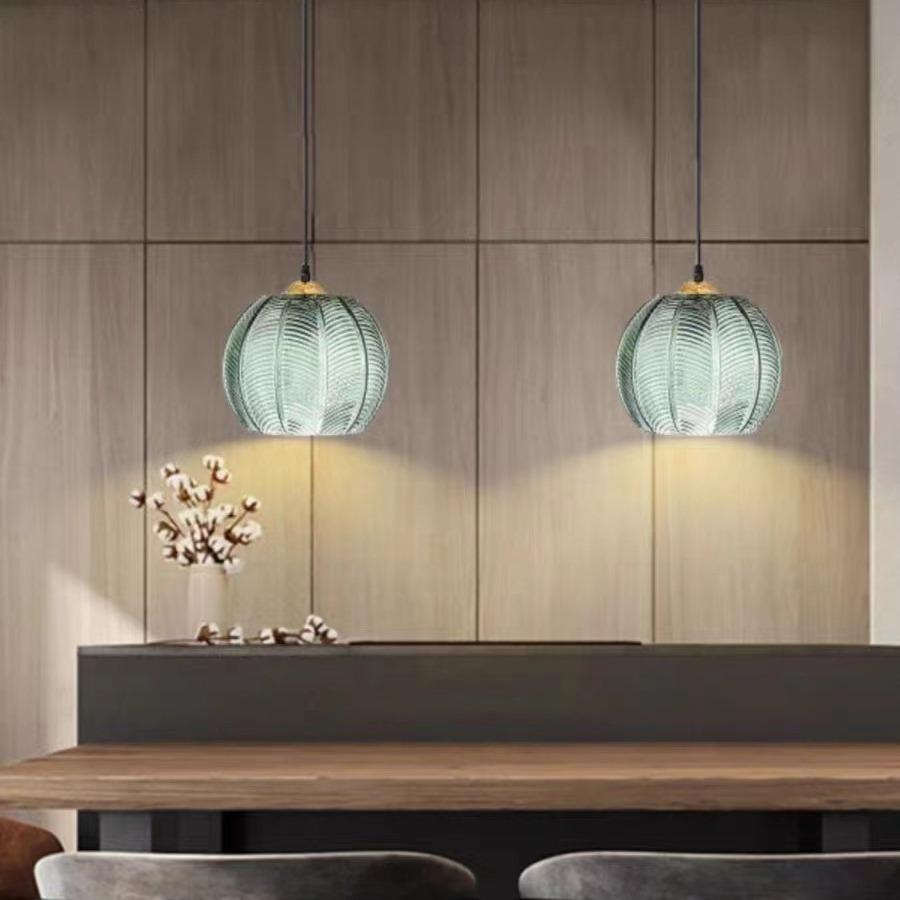 Nordic Glass Hanging Lamps Modern Green Glass Pendant Light AC96-260V E27 Glass Chandelier Ceiling Light for Bedroom Dining Room