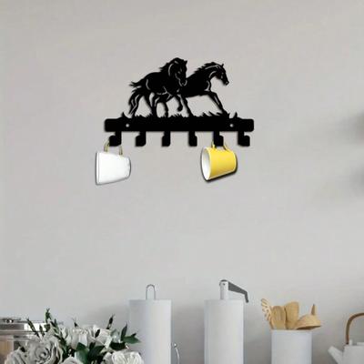 Horse Shaped Metal Wall Hook, Rustic Coat Hat Towel Rack for Entryway Bathroom Cloakroom, Durable Key Holder