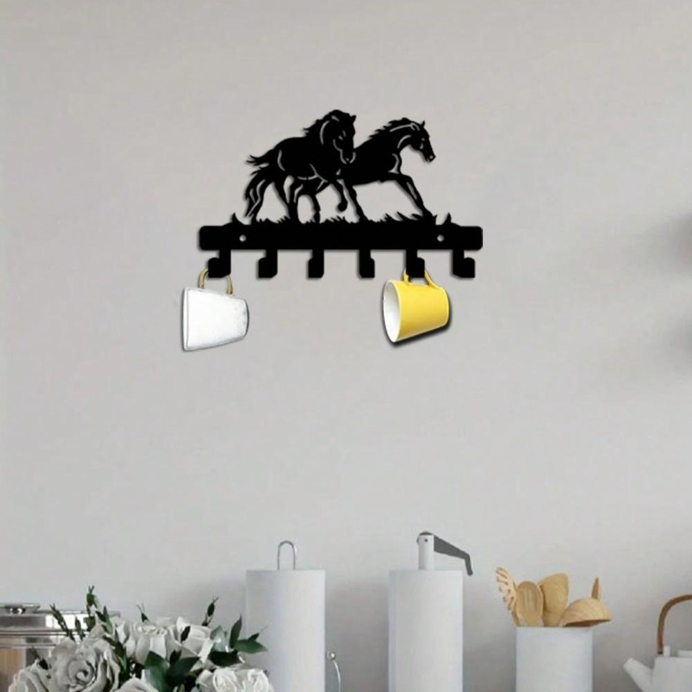Horse Shaped Metal Wall Hook, Rustic Coat Hat Towel Rack for Entryway Bathroom Cloakroom, Durable Key Holder