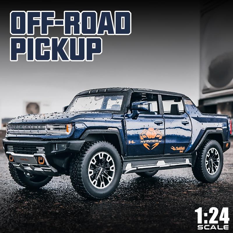 

1:24 Hummer EV SUV Пикап Внедорожный автомобиль из сплава Литая игрушечная модель автомобиля Звук и свет Детская игрушка Коллекционные предметы Подарок на день рождения