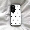 Black Heart Pattern Phone Case for OPPO Reno11 5G Acrylic Back TPU Bumper Shockproof Protective Cover, Minimalist Korean Style