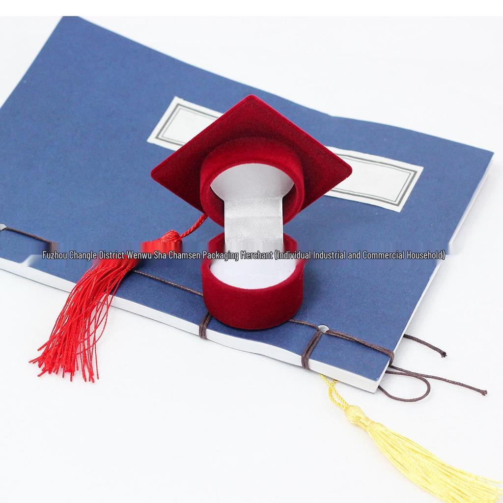 Graduation Gift: Jewelry & Accessory Storage Ring Box with Cap Design for Doctoral & Bachelor's School Celebration