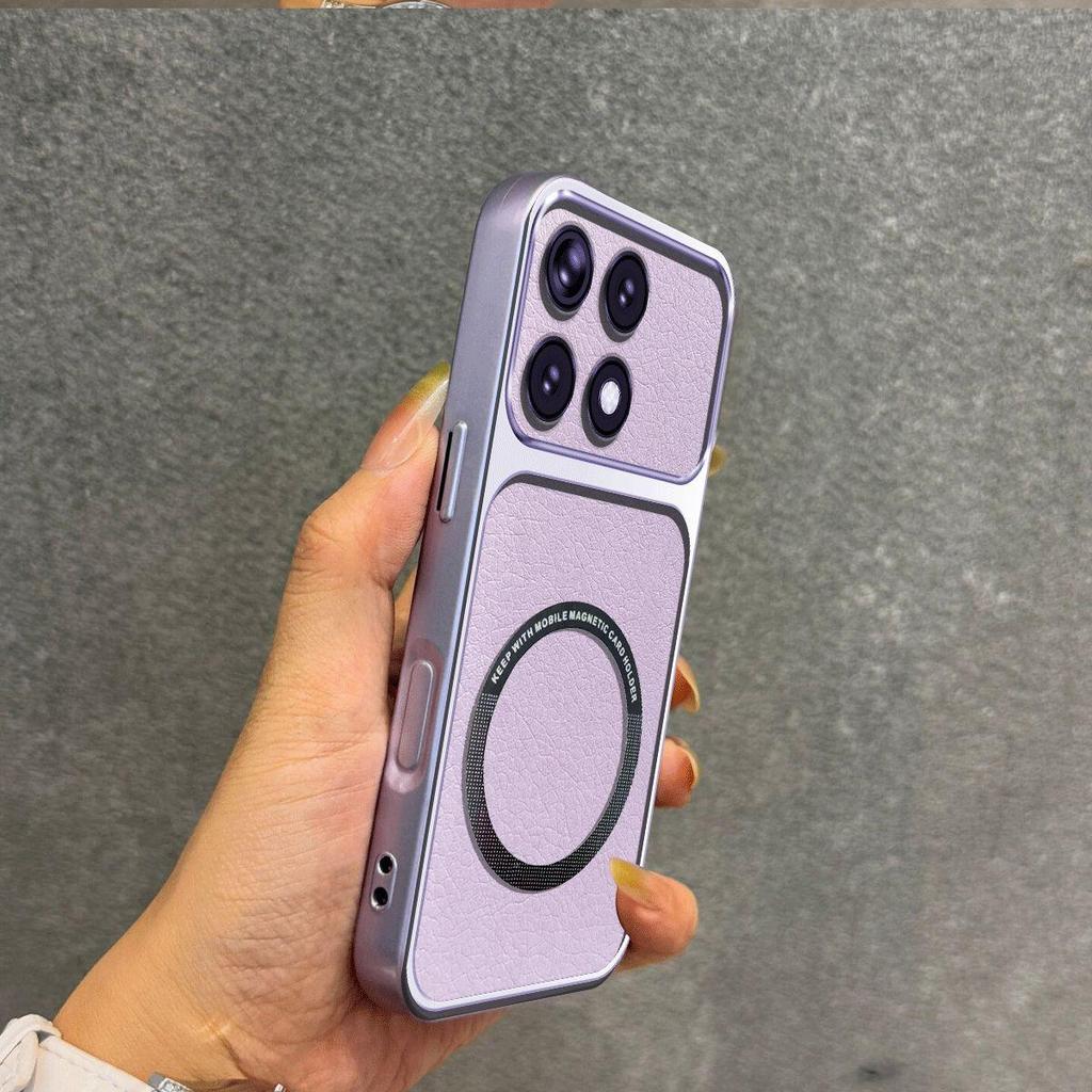 Upgraded Big Lens Protection Case for Xiaomi POCO F8 Pro,F6 Pro Luxury Leather Casing with Magnetic Ring
