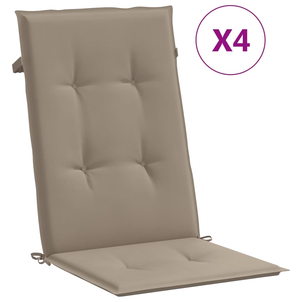 VidaXL Gartenstuhlauflagen für Hochlehner 4Stk. Taupe 120x50x3cm Stoff
