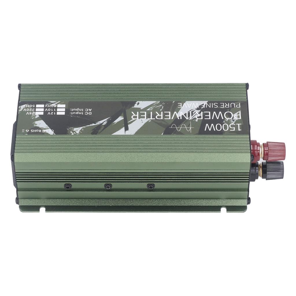Inwerter 1500W z czystą sinusoidą z wentylatorem chłodzącym wielokrotna ochrona DC12V do AC220V energia słoneczna samochód