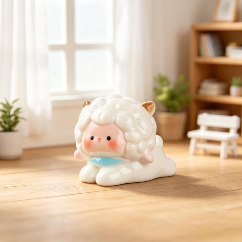 2027 The Year Of The Goat Figurines Adorable Cartoon Sheep Design Smooth Glaze For Home Desktop Decor Small Gifts