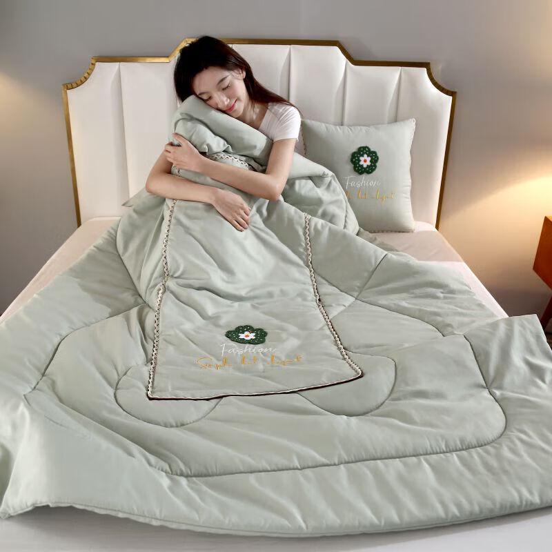 YEKEROLAN Freesia Embroidered Cushion Blanket