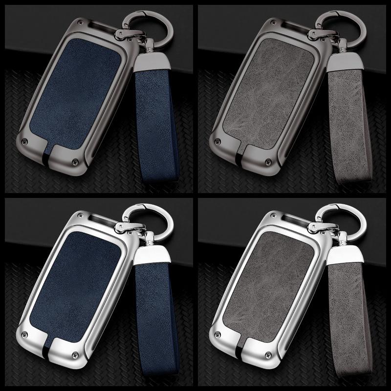 Metal Leather Car Key Case Cover For Land Rover Range Rover Discovery 5 Sport For Jaguar Xel E-Pace Accessories