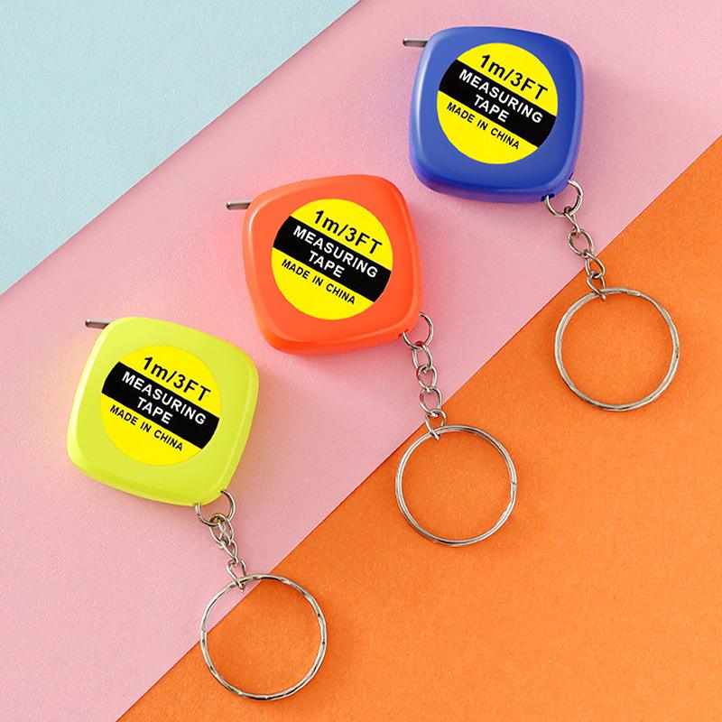 1Meter Length Automatic Telescopic Ruler Portable Mini Metal Tape Measure With Keychain Square Multicolor Children Height Ruler